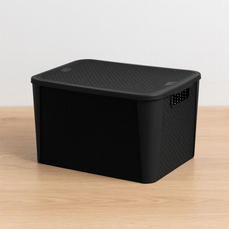 CAJA ORGANIZADORA SIMIL RATTAN 8.8LTS NEGRO CAJA ORGANIZADORA SIMIL RATTAN 8.8LTS NEGRO