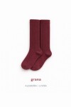 Calcetín alto canalé grana Grana
