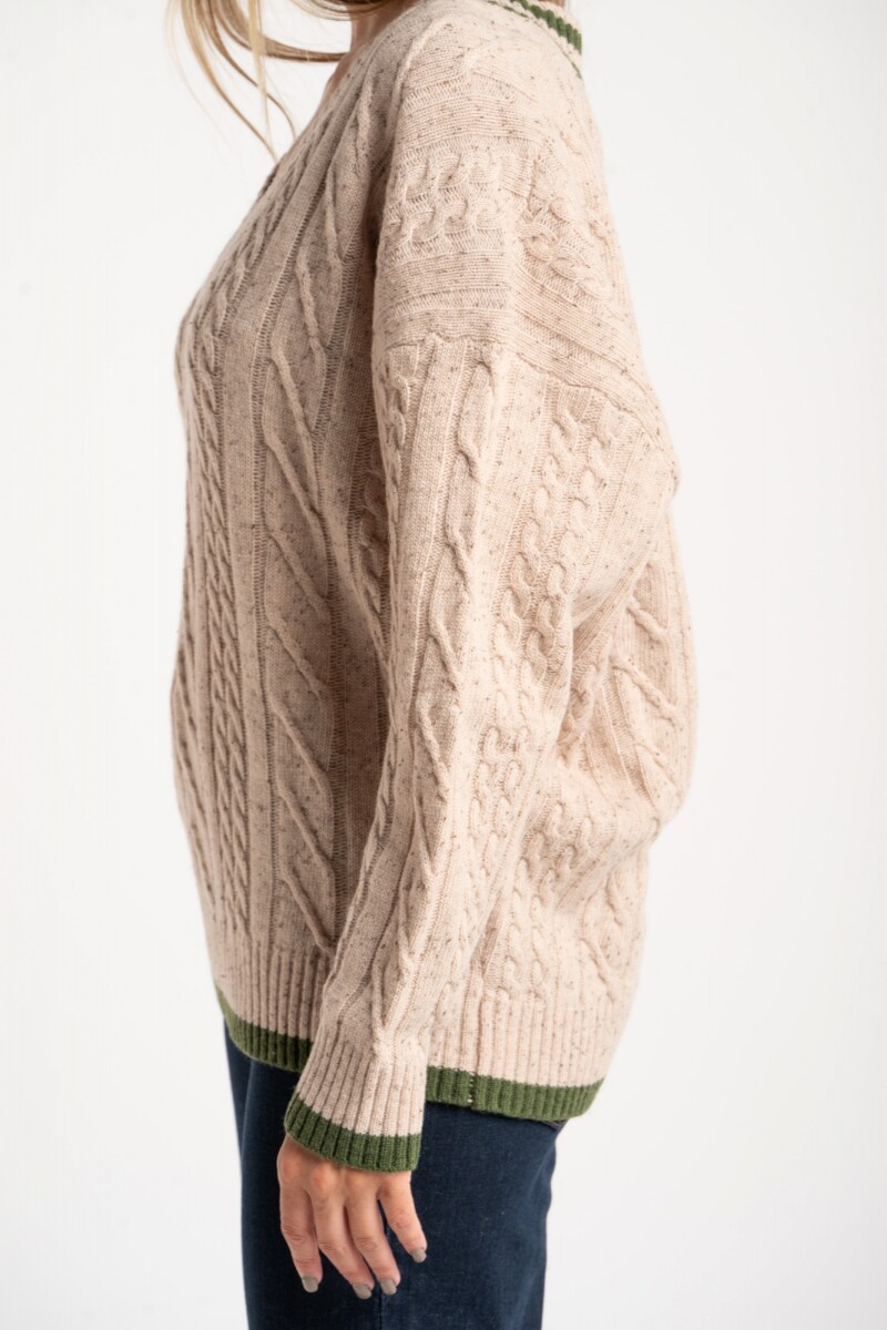 Sweater Lana Escote V Nacar