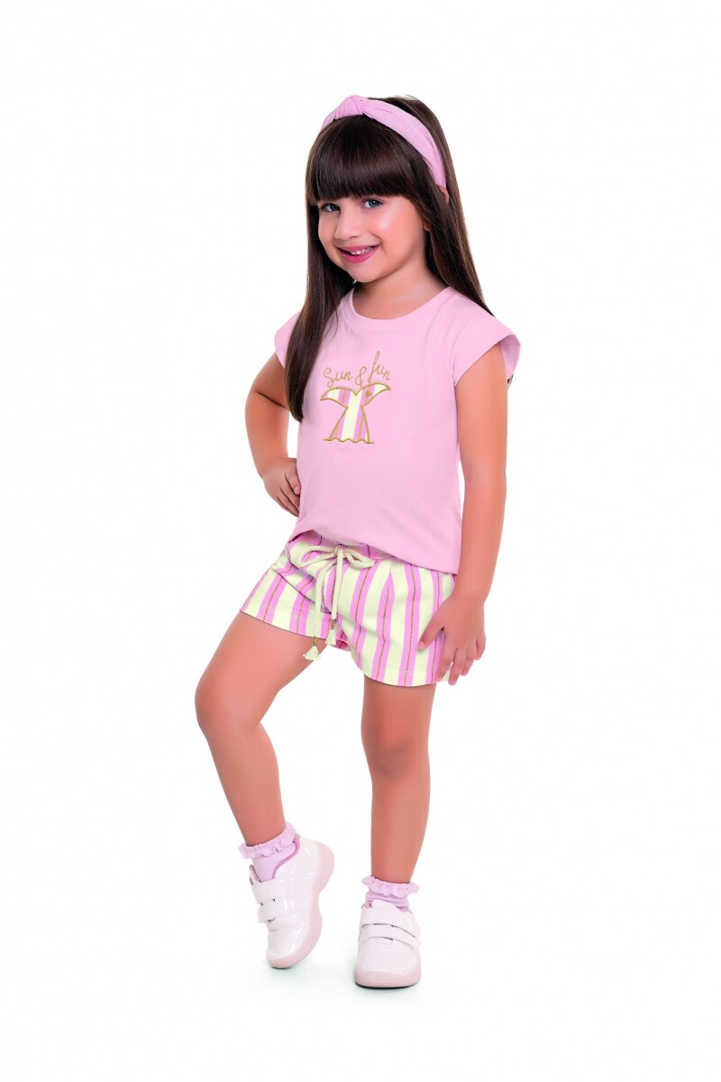 Conjunto para niñas (blusa y shorts) - ROSA 