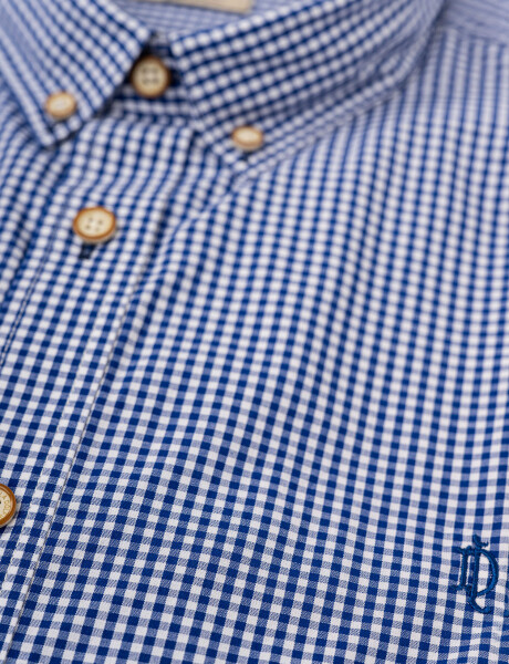 Camisa m/l cuadro-rayas azul