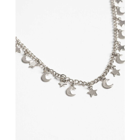 Collares Cortos Metal Estrellas Plateado Rodio