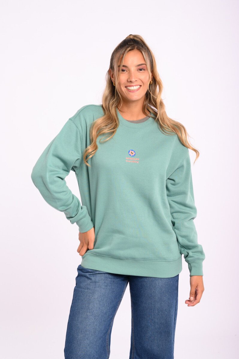 Buzo felpa oversize - Estampa bordada - Verde agua 