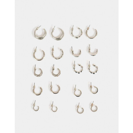 Aros Argollas Set Metal Plateado