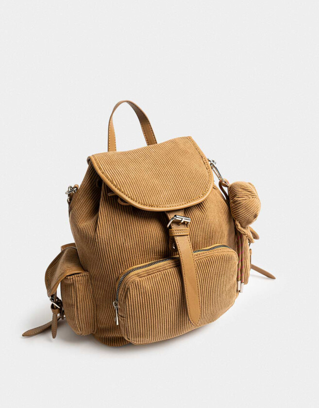 Mochilas Urbanas Mochila Solapa Corderoy Camel - Marron Camel