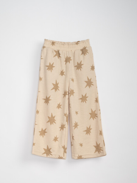 Pantalón punto cortado Estampa Estrellas Beige