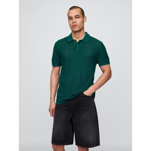 CROCHET TEXTURE POLO RAIN FOREST 19-5232 TC