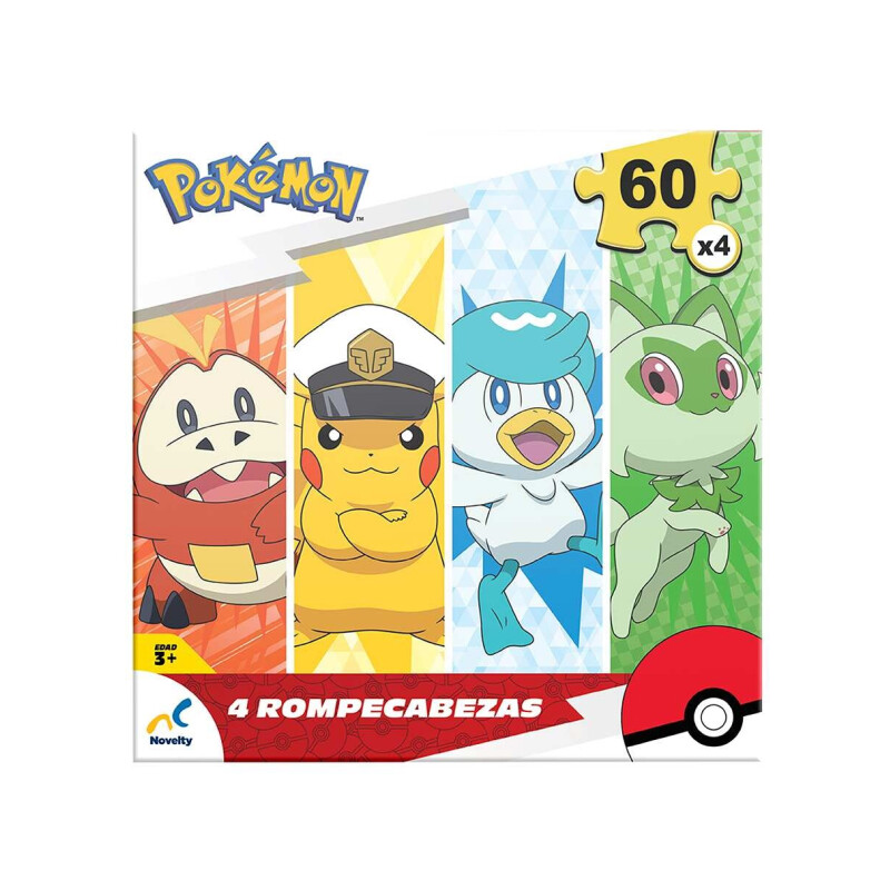 Rompecabezas Pokémon 4 en 1 - 60 Pzas Cada Uno Rompecabezas Pokémon 4 en 1 - 60 Pzas Cada Uno