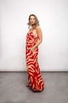Vestido Daphne Print rojo y beige