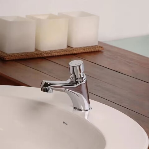 Grifería de lavatorio temporizada de mesada Decamatic eco cromo Brillante Grifería De Lavatorio Temporizada De Mesada Decamatic Eco Cromo Brillante
