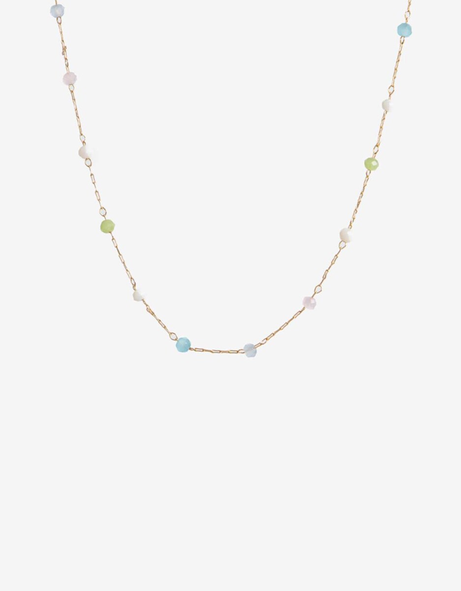 Collar Corto Metal Y Beads - Dorado 