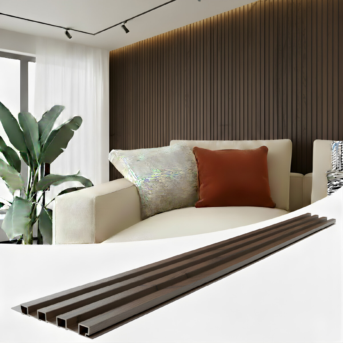 Pack x20 Wpc Simil Madera Wall Panel Lambrin 2.90x16.7 - Color Marrón Madera Oscuro 