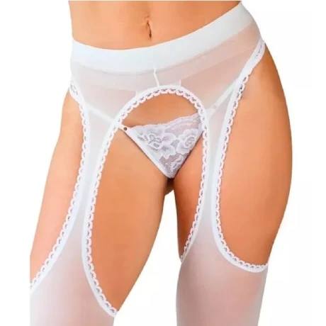 Conjunto de Tul + Panty Portaligas Liso Blanco