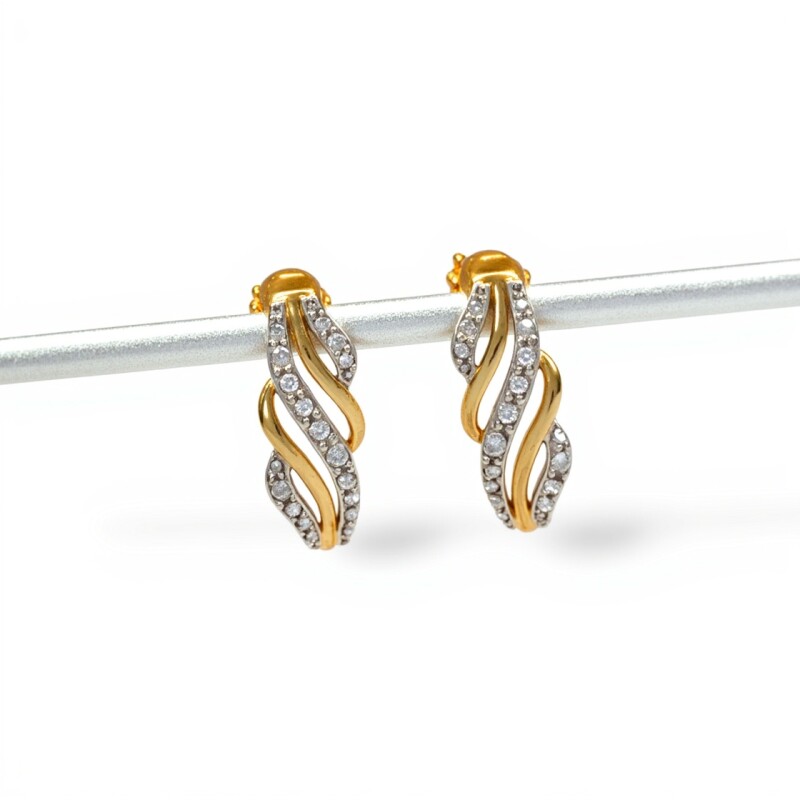 Caravanas Ondas oro- Oro bajo - Zirconia - CA8049 sinpiedra