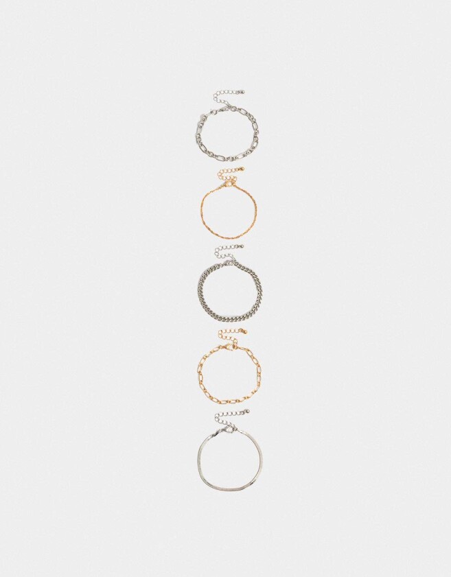 Pulseras Flexibles Sets Multi Cadenas Pulseras Flexibles Sets De Metal - Combinacion Bicolor