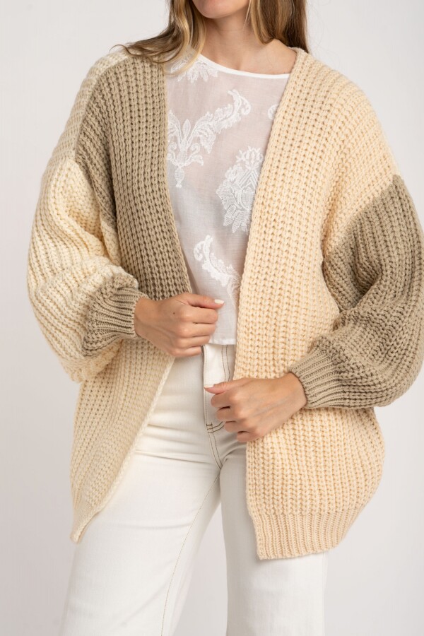 Cardigan Combinado Algodón Nácar