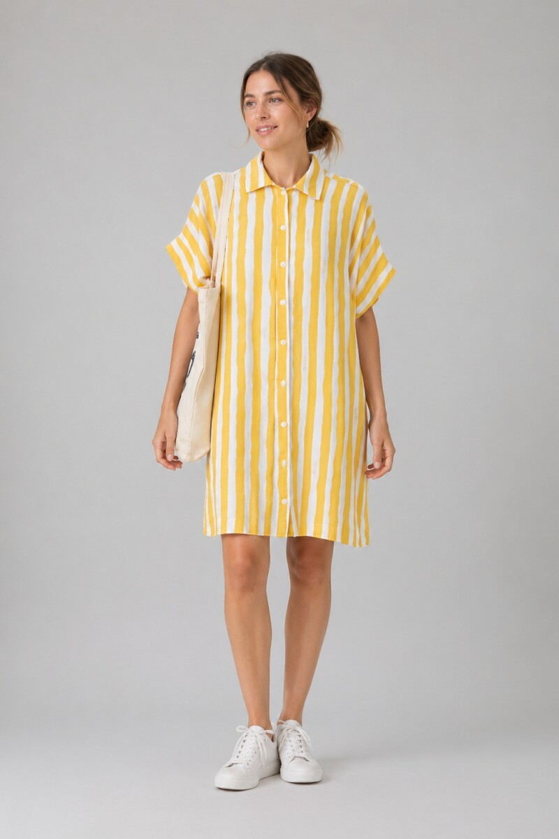 Vestido Camisero Pupa Estampa Amarillo