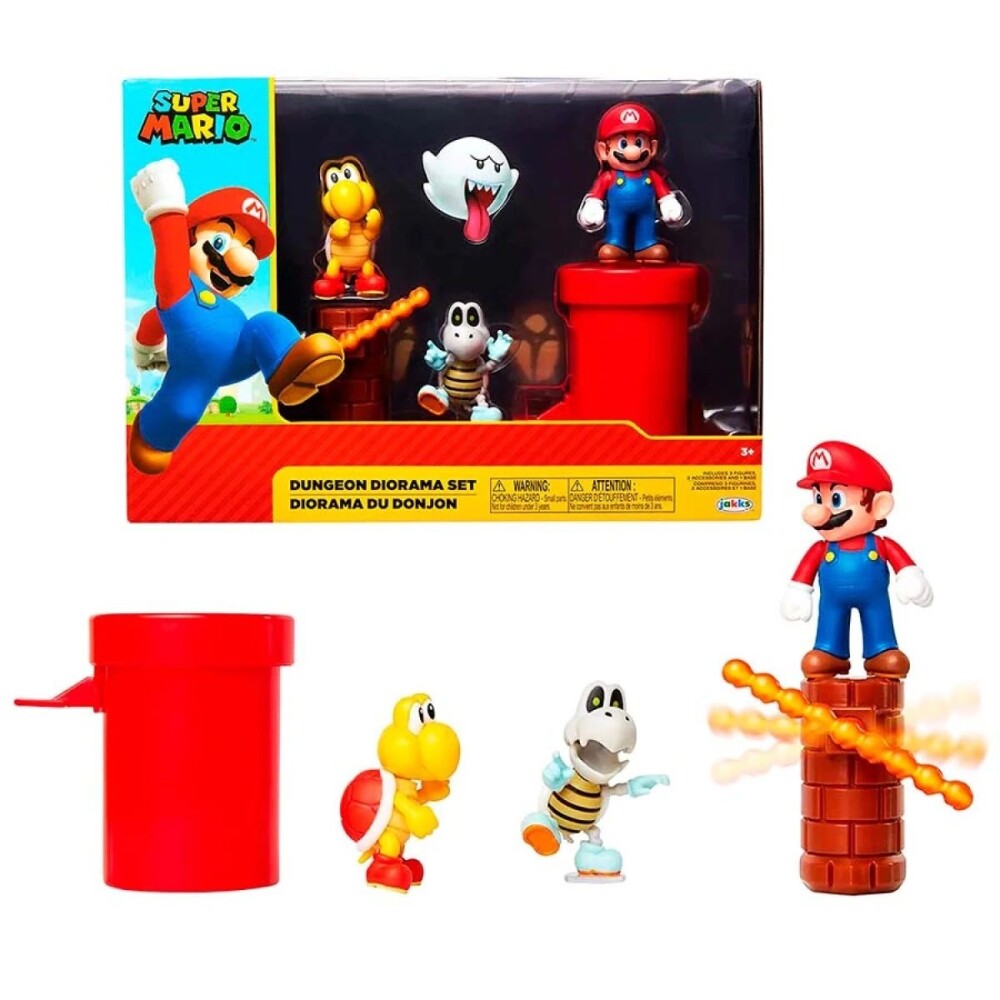 Super Mario Nintendo Diorama Dungeon – Figuras 2.5 NINTENDO SUPER MARIO 2.5"""" DUNGEON DIORAMA SET