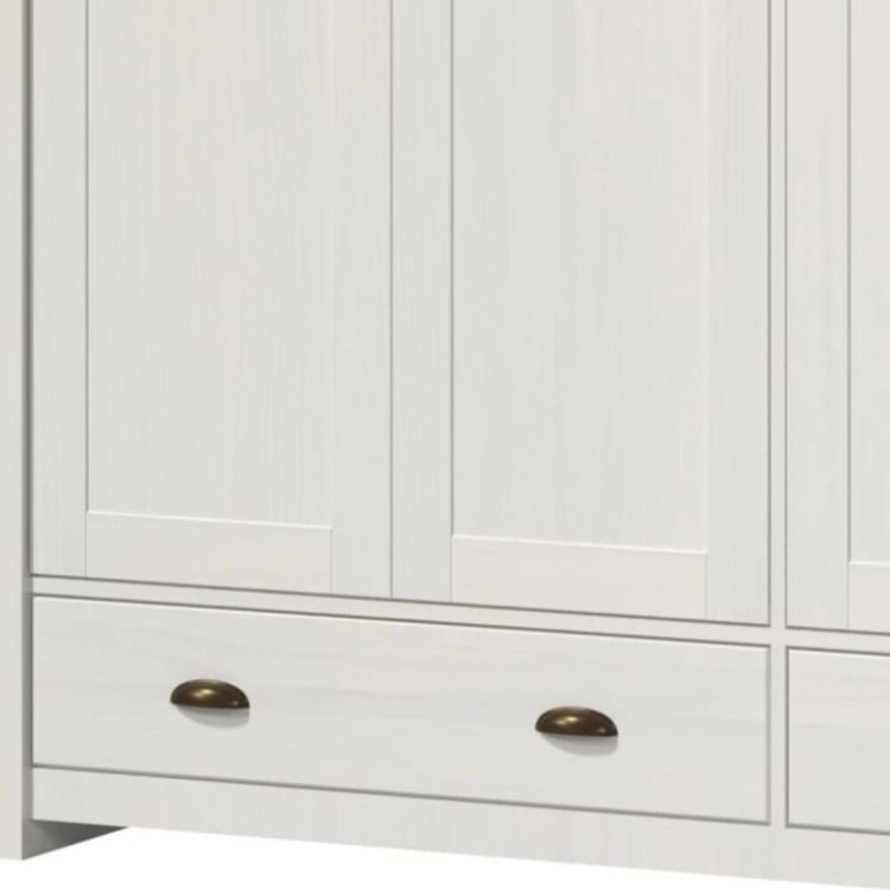 Ropero 3 puertas 2 cajones - Madera maciza - Linea Colonial Blanco