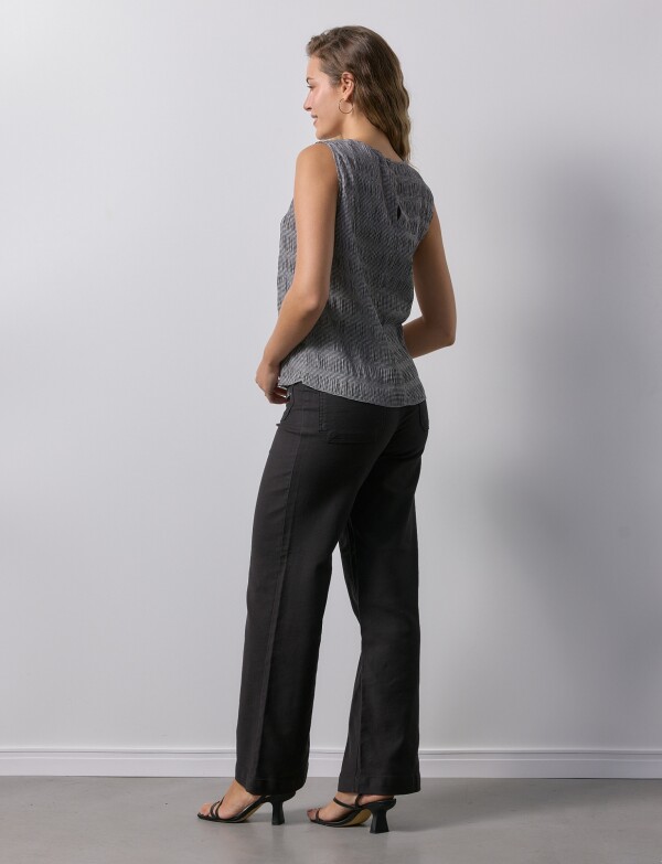 Blusa Plisada NEGRO/BLANCO