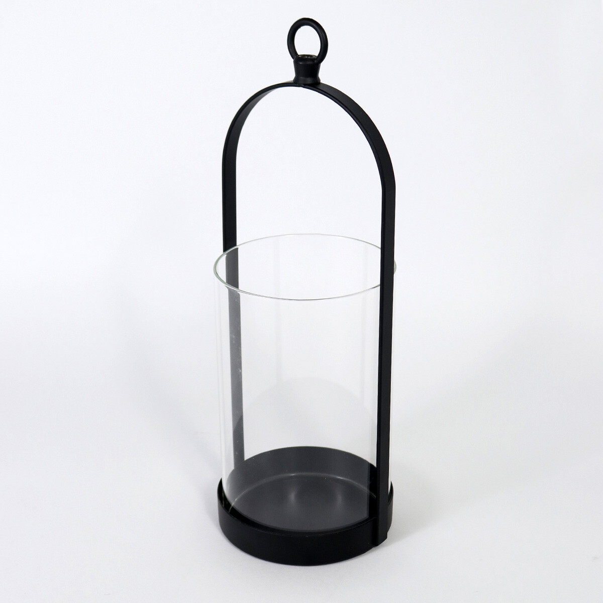 PORTA VELA METAL NEGRO/VIDRIO 10X10X27CM 