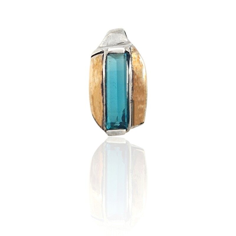 Dije colgante Barra - Plata y Oro - Zirconia - CP5428 conpiedra