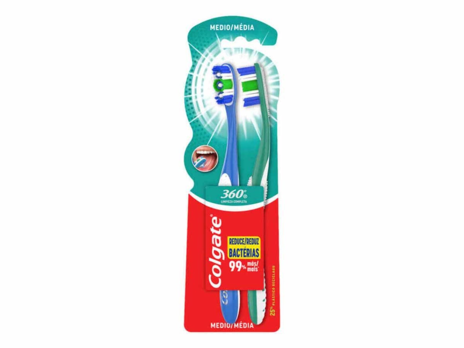 Cepillo de Dientes Colgate 360° Medio 2 Unidades 