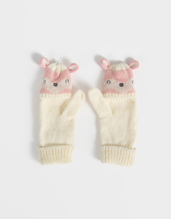Guantes Infantiles Animalito Guante Infantiles De Osito - Blanco Crudo