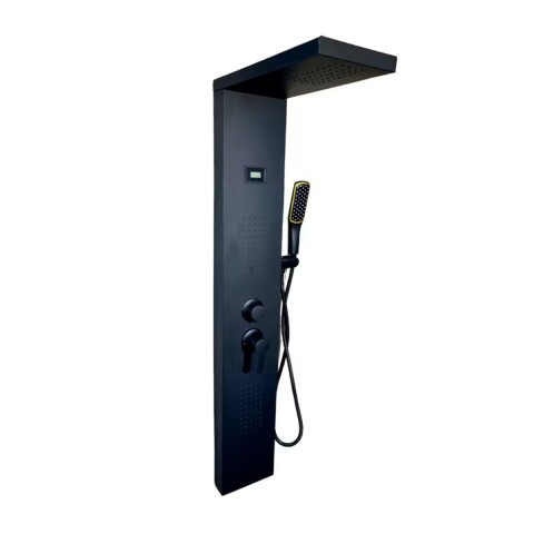 Panel de Ducha monocomando exterior con Display, 3 vías Negro Mate Panel De Ducha Monocomando Exterior Con Display, 3 Vías Negro Mate