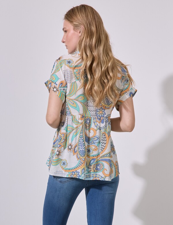 Camisa Gasa Print MULTI/ANARANJADO