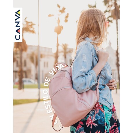 Mochila Canva Pepper Slim capitoneada porta Notebook Rosada