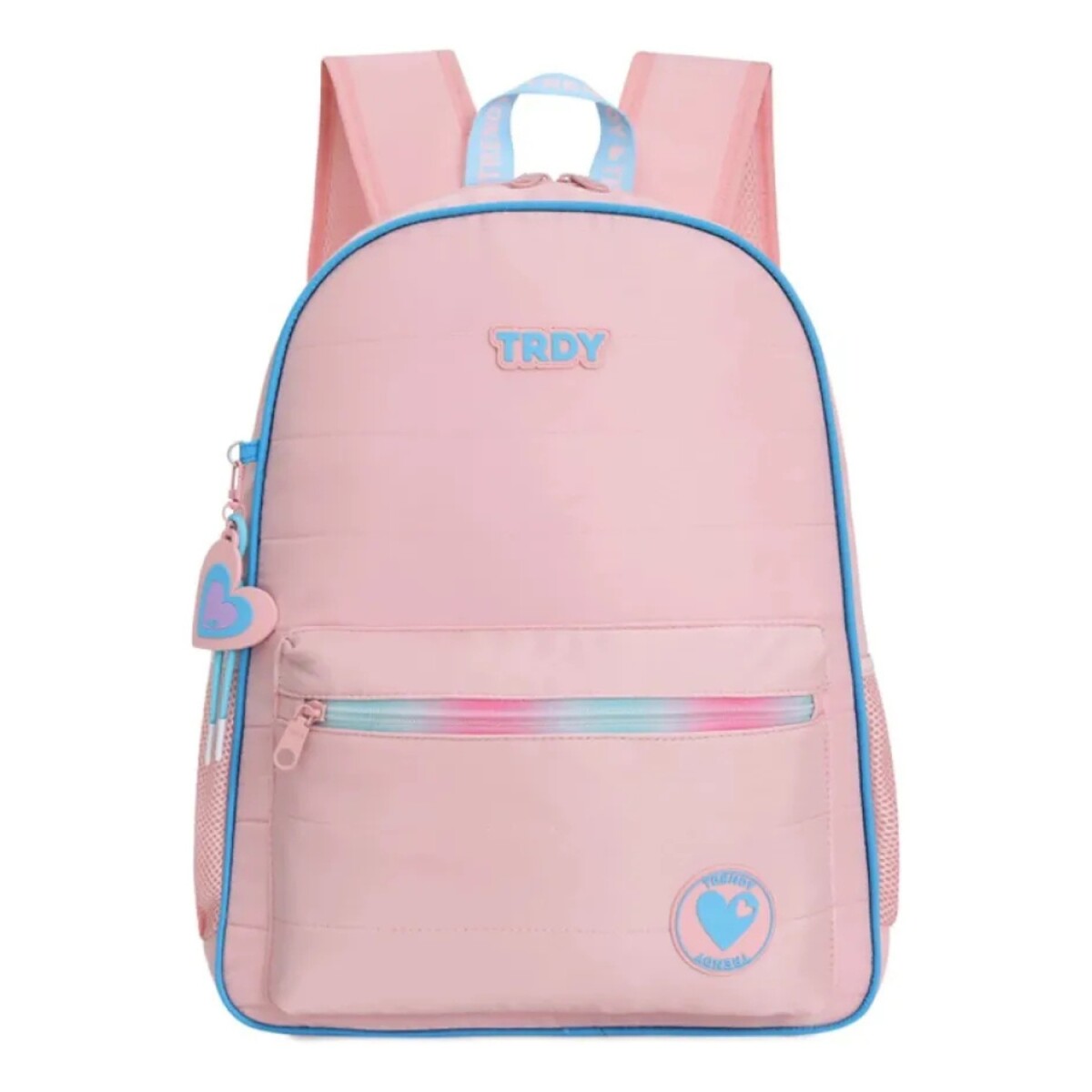 Mochila Trendy Escolar con porta botellas y llavero - Rosa 
