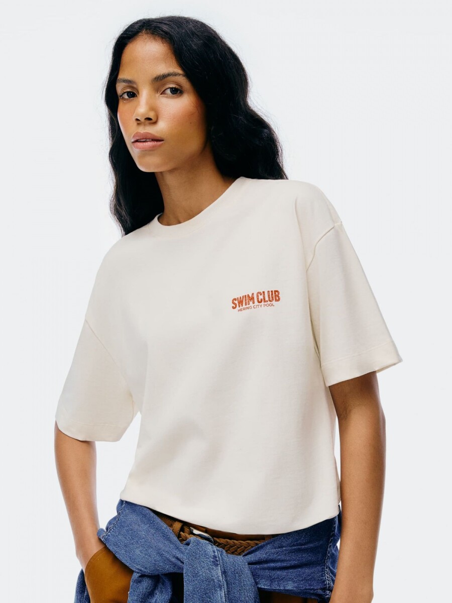 CAMISETA MANGA CORTA CON ESTAMPA - BEIGE 