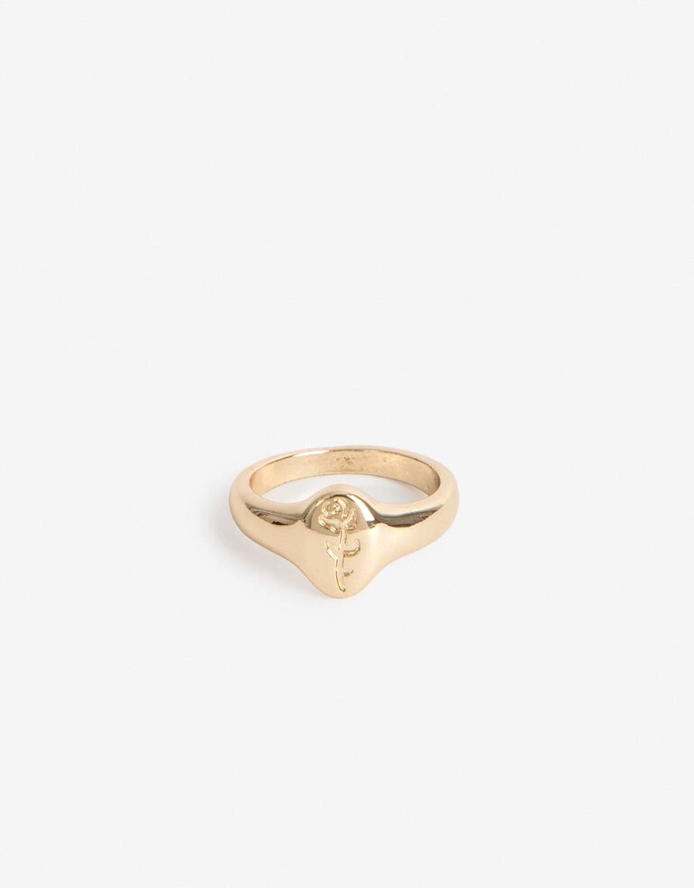 Anillos Chicos Metal Anillo Strass Dedo Meñique Sello - Dorado