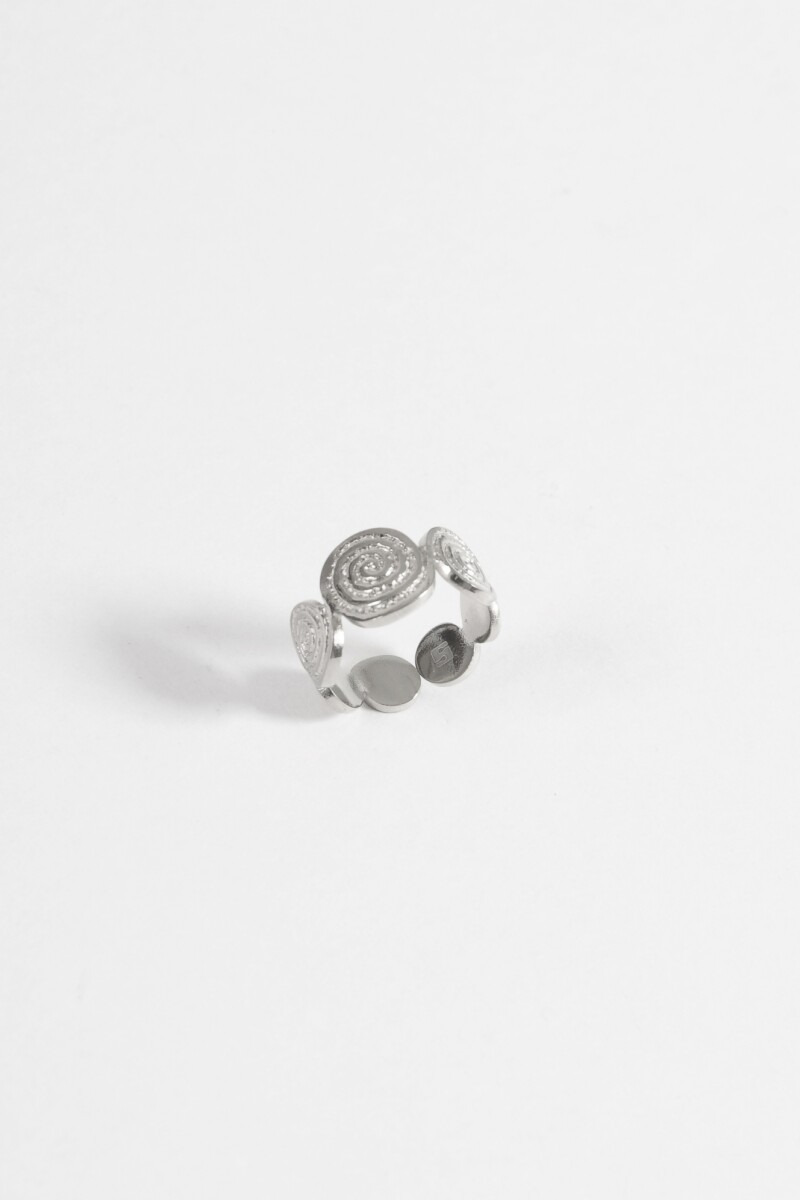 Anillo acero espiral plateado