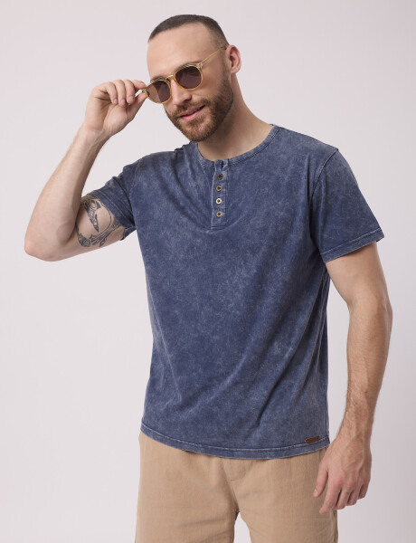 T-shirt estoneada azul marino