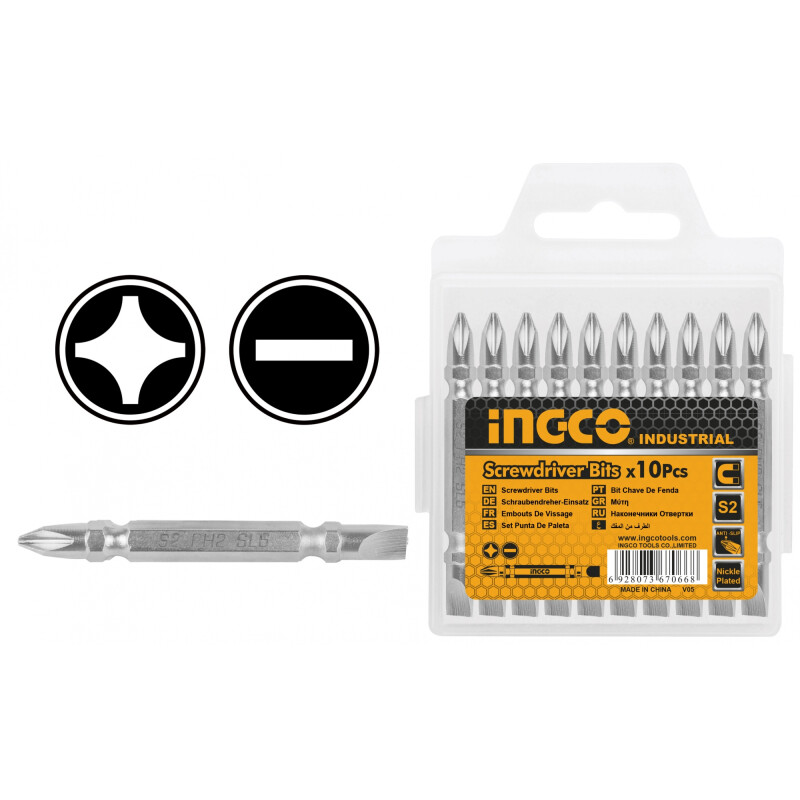 10 PUNTAS ATORNILLADOR CHATA PH2+ SL6.0X1.0 65MM INGCO SDB21HL133 10 PUNTAS ATORNILLADOR CHATA PH2+ SL6.0X1.0 65MM INGCO SDB21HL133