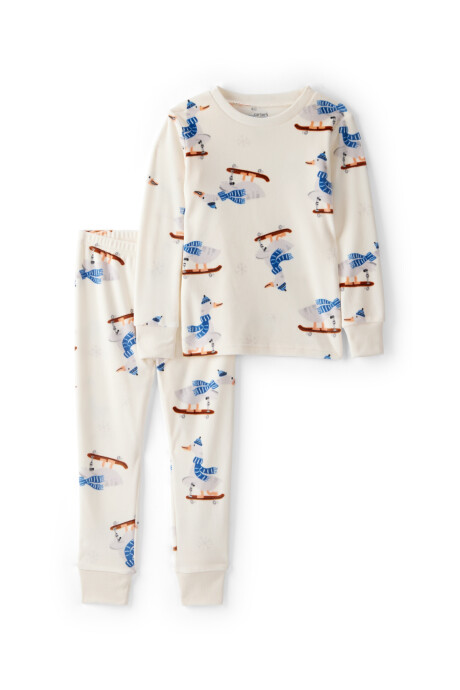 Pijama dos piezas de DreamPlush, remera y pantalón, diseño gansos en monopatín Sin color