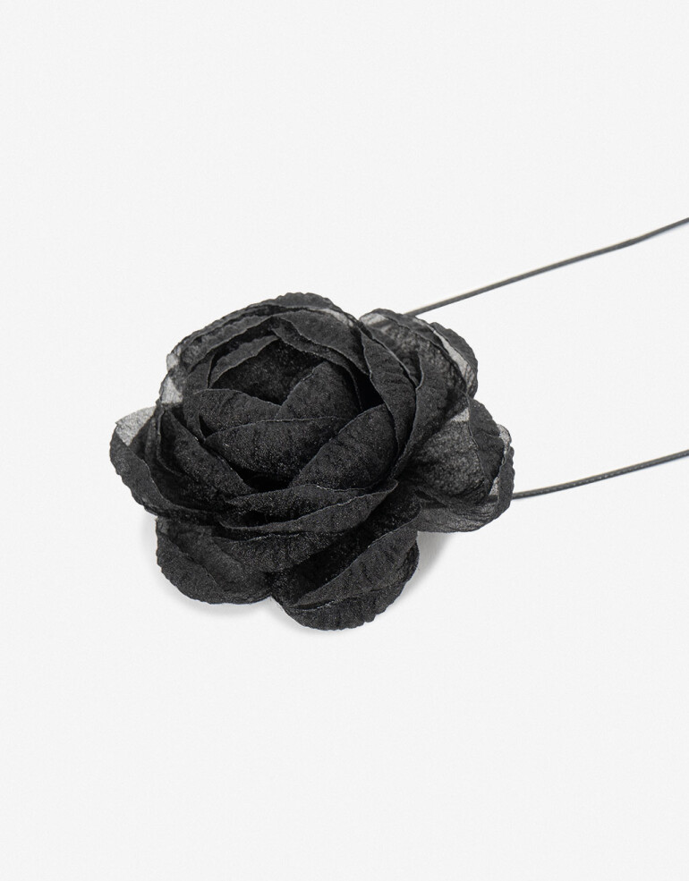 Gomitas Elásticas Flores Gomita Elástica Con Flor Textil - Negro