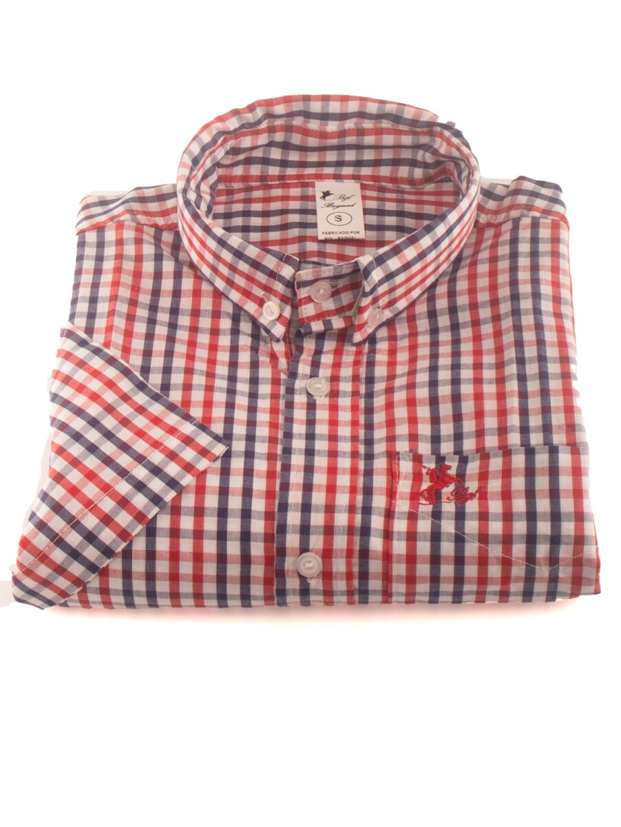 Camisa Caballero M-C - Cuadrille rojo 