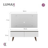 Rack TV mueble Lumax + panel rústico con estantes 55” Blanco/Blanco