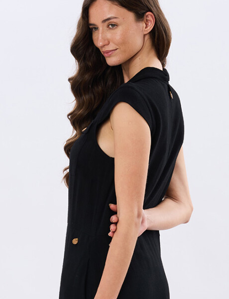 VESTIDO LISO DE LINO Negro