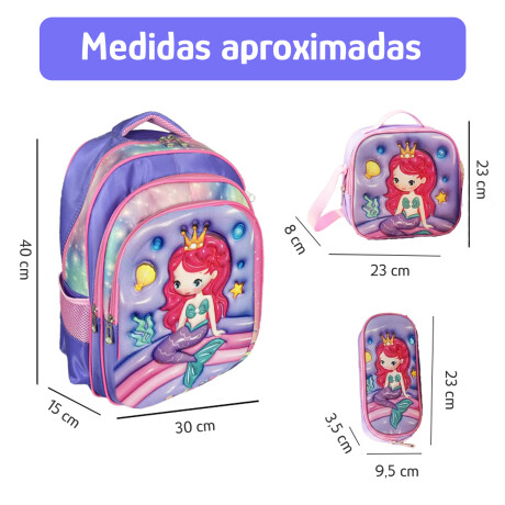 Set Escolar Mochila 3 Pzas + Soporte Regulable Alum Fucsia Lila