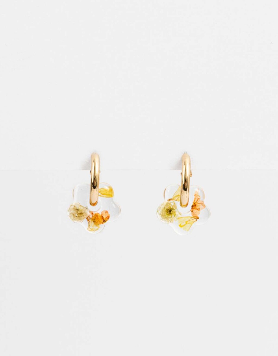Argollas Con Flores - Dorado 