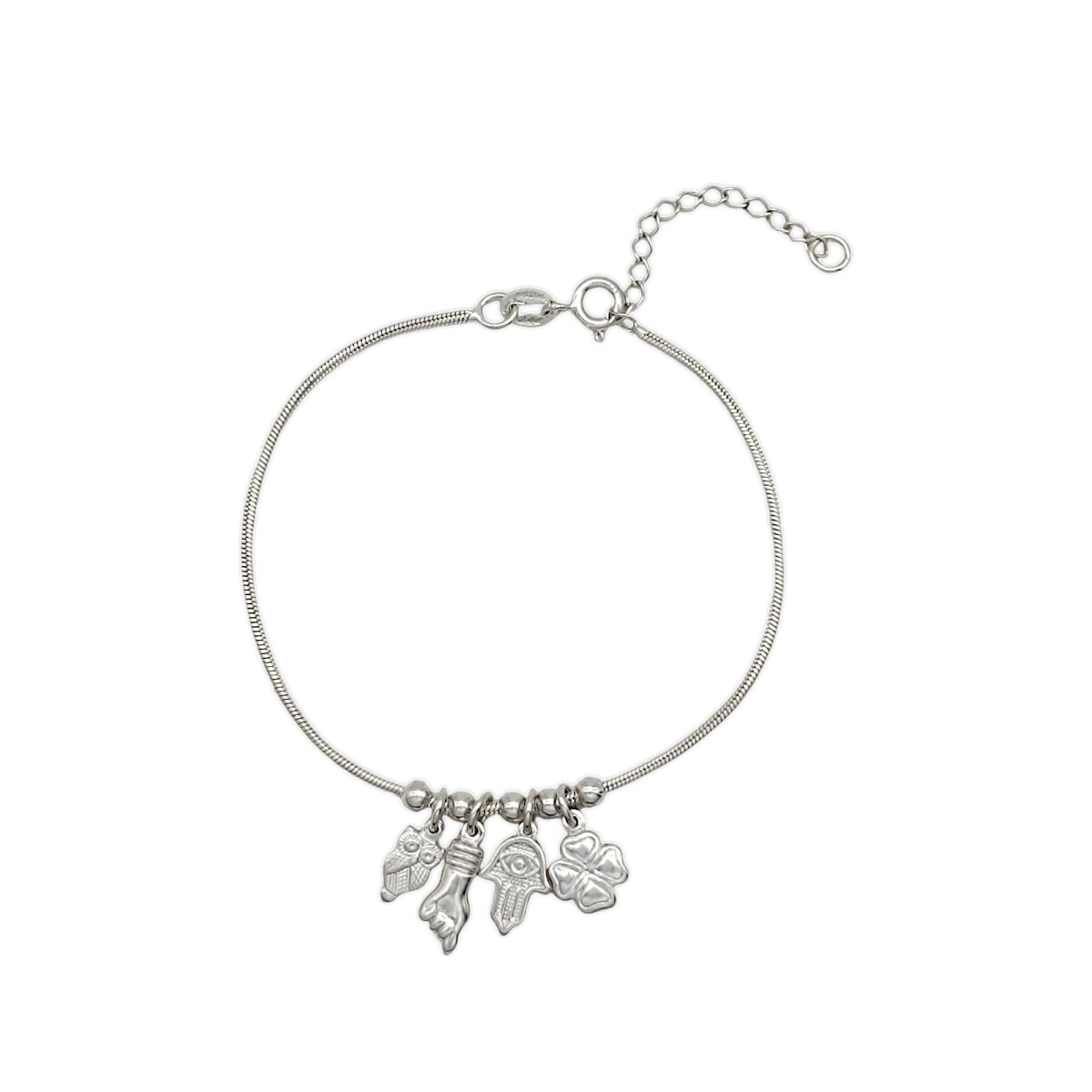 Pulsera Cola de ratón con dijes-Plata 925-Sin piedra-PU3152 - sinpiedra 