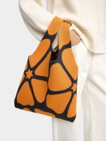 Bolsa De Punto Con Estampado Floral naranja
