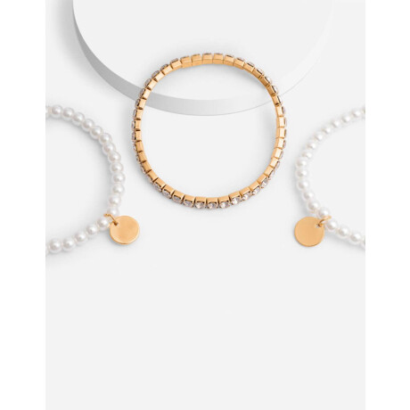 Pulseras Elásticas Sets Perla Dorado