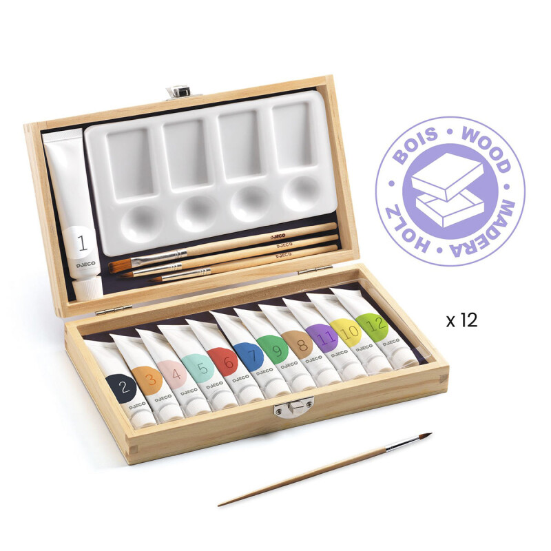 Estuche de artista 12 tubos de témpera colores Djeco Estuche de artista 12 tubos de témpera colores Djeco