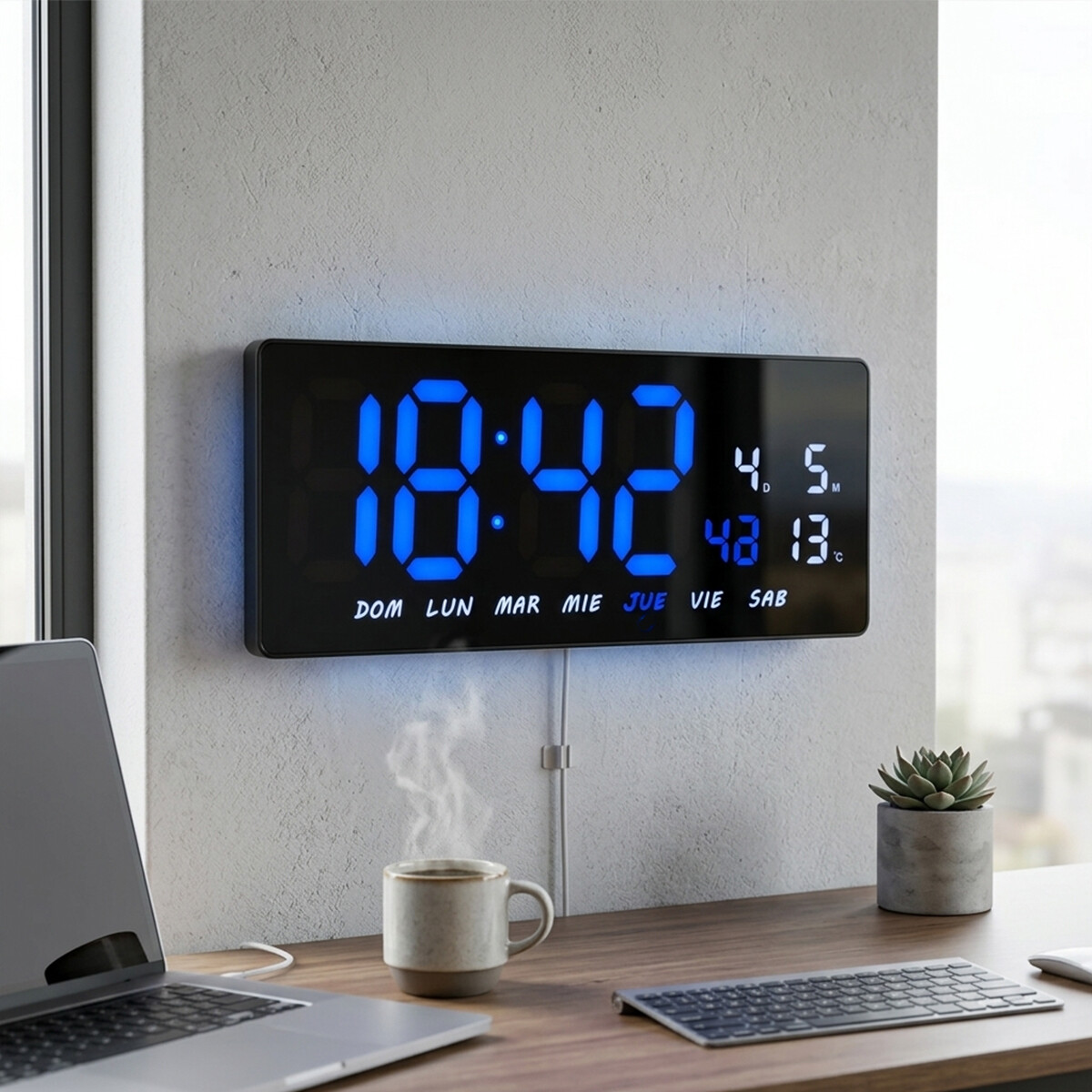 Reloj De Pared Digital 36cm - Azul 
