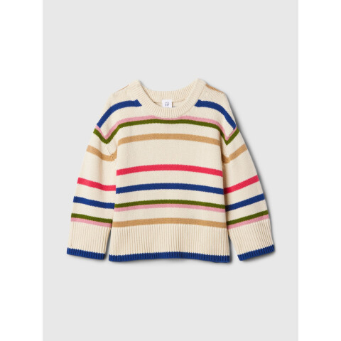 24/7 BOXY CREW SWTR WHITE MULTI STRIPE